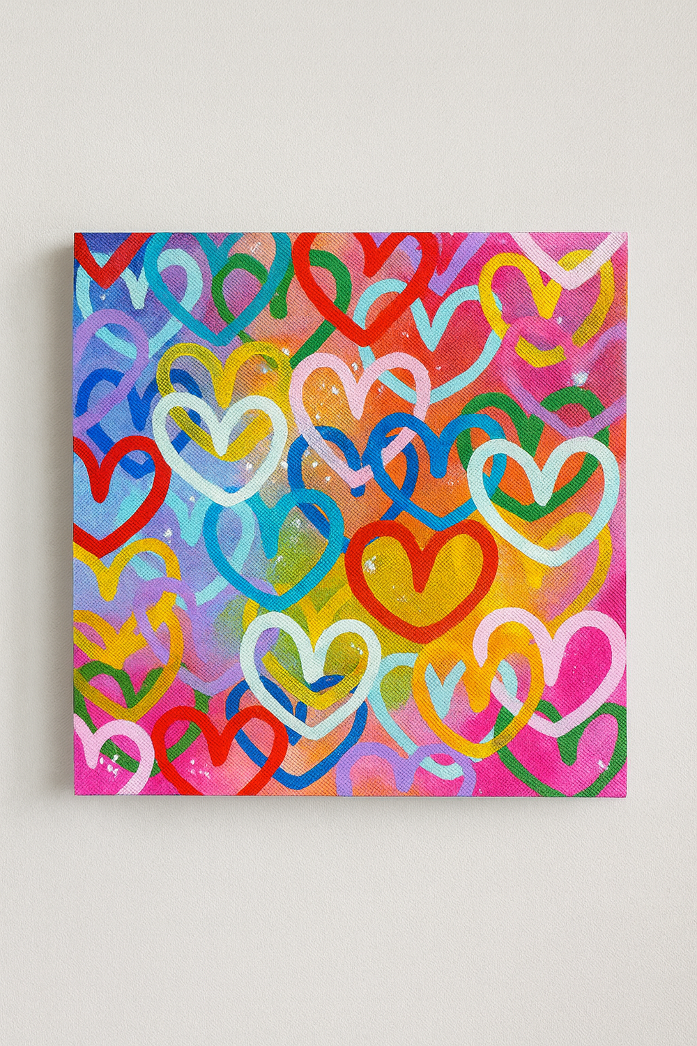 All over hearts painting 8x8 by Carla Bank — Carla Bank